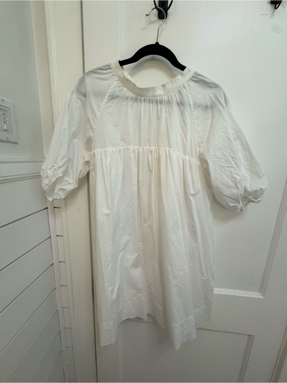 Women's White Puff Sleeve Cotton Tunic Top